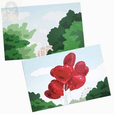 덕플러스문구 풍경 2종 엽서 postcard, 2 하트풍선, 2 하트풍선, 없음