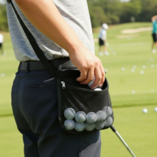 골프공 파우치 경량 골프 액세서리 휴대용 볼 주머니 테니스 관가방 탁구공 스포츠 다용도 운동용 통기성, 공 보관 주머니 힙색 블랙