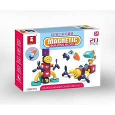 磁力百變工程車 DIY磁吸拼裝造型多變 創意益智拼裝 兒童早教幾何拼圖 禮物, 1個, 升級磁力積木套裝【機器人】20PCS