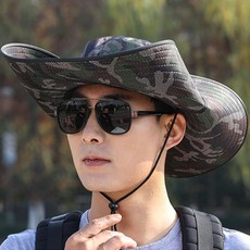 엘마운틴 챙넓은 자외선차단 모자 햇빛 가리개 밀리터리 왕챙 아웃도어 벙거지, 그린