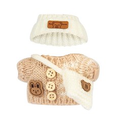 BAIKEA 인형용 옷 시크 의상 세트 17cm 인형 의류 액세서리 포함 블루 롬퍼 + 상의 + 블루 모자 (인형 없음), 브라운 스트라이프 스웨터 + 화이트 모자 + 화이트 백, 1개