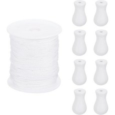 uxcell 브레이드 리프트 쉐이드 코드 1.8mm 110야드롤 나일론 스트링 8Pcs 우드 블라인드 풀 노브 포함 로만 롤러 수리 커튼 공예 DIY 화이트, White
