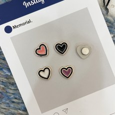 하트 미니 마그넷 4종 세트 냉장고 데코 자석 데스크 포인트 꾸미기 메모 보드, 화이트핑크블랙보라