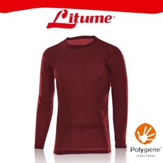 Litume 意都美 男款圓領刷絨彈性保暖內層衣