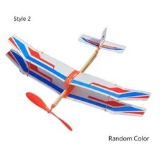 기한 플라스틱 교육용 장난감 DIY 폼 항공기 탄성 고무 비행기 동력 글라이더 조립 모델, 02 Style 2