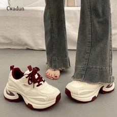 Cwadun 두꺼운 바닥 아빠 신발 여성 키높이 캐주얼 운동화 QW111