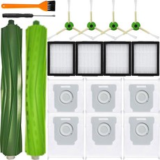 iRobot Roomba i7+ i3+ i4+ i5+ i6+ i8+ E5 E6 로봇 진공 액세서리 26개 교체 부품 고무 롤러 8 필터 측면 브러시 백 가 콤보 J7+ 에 맞지, 1 16Pcs Roomba I7 Parts