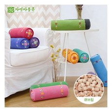 자연마을촌 편백나무 경침베개 소 큐브칩, 레드