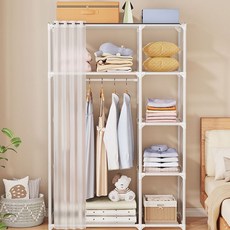 오피스텔 미니수납장 의류걸이 디자인옷장 블랙 키큰장, 확장형 화이트