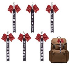 Cheer Pin Me 백팩용 리본 6개 22.9cm(9인치) 치어리더 핀 스트랩 보우 키체인 라인스톤 포함 블랙 레드 치어 백 태그 홀더 스포츠 액세서리 143377, Cheer Pin Me 백팩용 리본 6개, 22.9cm