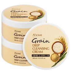ASOME 대용량 곡물세안 딥 클렌징 크림, 300ml, 3개