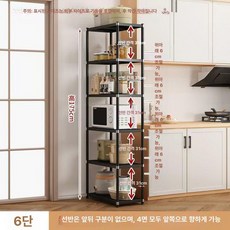 수납 팬트리 시스템행거 무타공 설치 모듈 베란다 조립식, 1단, 블랙 카본 스틸 6단 175cm [연결 기둥]