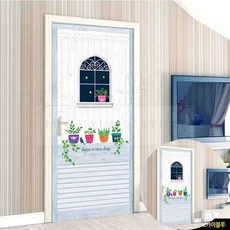 현관문시트지 라이트스카이블루 별빛내리는창가에서 인테리어 붙이는 카페 포인트 리폼