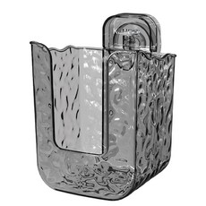 衛生紙盒壁掛架：免打孔吸盤式浴室收納盒，透明抽取盒，隔日到貨, 濕紙巾/洗臉巾收納盒-水波紋透灰, 1個