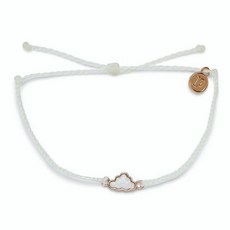 Pura Vida 美國手工 雲朵蛋白石 蠟線衝浪手環, 玫瑰金雲朵蛋白石 白色, 1個