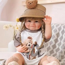 55cm 실물 같은 다시 태어난 인형 소프트 바디 실리콘 비닐 긴 머리, F015702