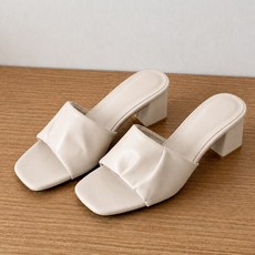 타니즈 아고 여름 슬리퍼 셔링 주름 뮬 슬리퍼 힐 (7cm)