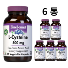 멀티구성 블루보넷 뉴트리션 L-시스테인 500mg 베지 60정 아미노산 Aimno Aicd 비건 피부, 6개