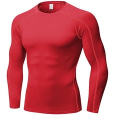 남성용 압박 셔츠 긴소매 운동용 상의 체육관 언더셔츠 액티브 스포츠 베이스레이어110141, #레드