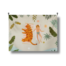 해룸 대형 패브릭 포스터 두꺼비집 가리개 페브릭 태피스트리 가림천 아트 행잉 초대형, 56.해변의 호랑이와 소년