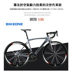 BIKEONE BR201 700C 20速鋁合金公路車 碳纖維前叉, 鐵灰, 1個