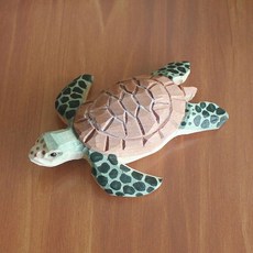 HLbshi 나무 바다 거북 조각상 손으로 조각한 동물 데스크탑 조각 장식품 사무실 홈 데코 선물 (대형) 238051, 큰 사이즈