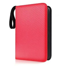 KOLKO卡片收納冊 大容量卡片收集冊 附拉鍊保護 適用於遊戲王卡 寶可夢卡等多種卡片, 紅色斜紋【4宮格50透明內頁400卡位】, 1個