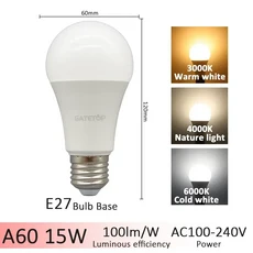 1-20pcs E27 B22 기본 LED 3 색상 조정 전구 AC110V 220V 3CCT(3000K 4000K 6000K) 메모리 기능 색온도 재, 06 15W E27, 02 1pcs, 01 AC100-240V