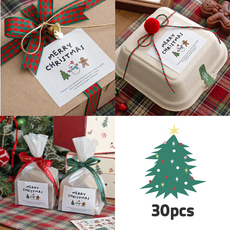 크리스마스 심플 와이드 사각 데코 스티커, 30개