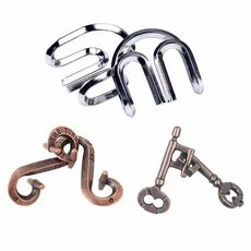 지혜의고리 감옥 퍼즐 고리 도금 게임 브레인 골든 자물쇠 퀘스트 두뇌, 1개, 3개 세트A 중저난이도, 1피스