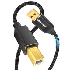 호송인 USB 프린터 케이블 6피트 A에서 B 고속 코드 피아노 미디 키보드 믹서 스피커 악기용 나일론 꼬임 방지, HOSONGIN 6 피트