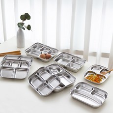 PAPALOVE 不鏽鋼減肥餐盤 4格 1500ml, 單一顏色, 1個