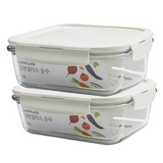 락앤락 유리밀폐용기 순수 오븐글라스 1+1 세트 글라스 내열유리 반찬통 전자레인지용기, 1개, 오븐글라스 직사각 1L 1+1