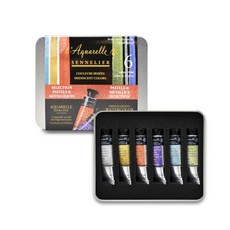 SENNELIER 申內利爾 法國 蜂蜜水彩 金屬 珠光 色系 套組 10ml, 6個