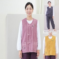 생활한복 개량한복 절복 법복 꽃 자수 이중지 조끼