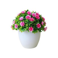 STK 화분에 심은 인공 꽃 가짜 꽃 홈 오피스 장식 데스크탑 장식을위한 냄비에 가짜 꽃, 14x15cm, 플라스틱, 핑크