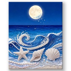 호우맘 3D 진주 보석십자수 캔버스형 DIY 키트 40 x 50 cm, HM020-바다, 1개