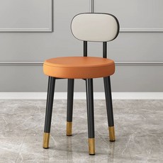화장대의자 등받이 스툴 메이크업 카페 양털 흰색 파우더룸 침실 수툴, 블랙백 그레이오렌지