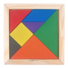 木製七巧板 益智七巧板遊戲 (中方形) 10cm x 10cm 七巧板圖形 木製七巧板拼圖, 多色, 1套, 1人