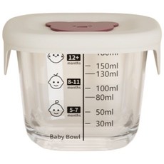 輔食保鮮盒240ML微波加熱分裝盒 嬰兒副食品碗 可加熱嬰兒輔食盒 副食品 玻璃保鮮盒 輔食分裝, 米白色, 1個, 240ml