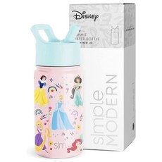 啵比小舖 美國Simple Modern 迪士尼兒童不銹鋼吸管水瓶/保溫保冷水壺 414ml, 1個, Princess Rainbows, Princess Rainbows
