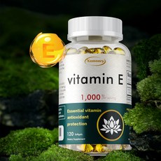 비타민 E 캡슐 1000IU - 머리카락 피부 손톱 얼굴 건강 면역 지원, 2개, 120정