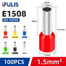 와이어 커넥터 100PCS E25 전기 페룰 절연 E2508 E1008 E1508 16 터미널 E7508 VE0508, Blue, E1508 100PCS