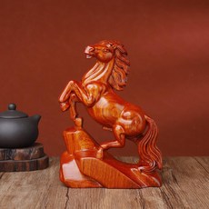 黑檀木雕馬擺件, 花梨木馬到成功