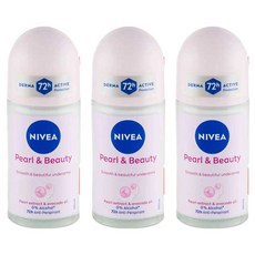 니베아 여성용 펄 앤 뷰티 48 잼 롤 온 데오드란트, 50ml, 3개