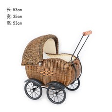 라탄 스튜디오 소품 백일상 카트 보조기 유모차 촬영 장난감 아기방 아이방, 커피색상, 1개