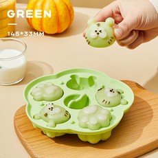 安扣寶寶輔食蒸糕模具 嬰幼兒食品級硅膠可蒸煮烘焙工具蛋糕模具 耐高溫 易脫模 健康無毒 媽媽首選, 1個, 虎頭蒸糕模具【綠色】