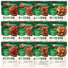 비비고 반찬(무말랭이3+호두연근조림3+소고기장조림3+메추리알장조림3), 1세트, 1.485kg