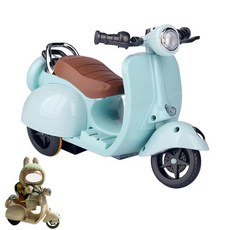 빛과 음악이 있는 라부부용 스쿠터 라부 액세서리를 위한 좌석 라부 수집가를 위한 미니 전기 인형 스쿠터 인터랙티브 데코 데스크톱 장식품, Light Blue, 1개