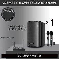벽걸이 무선 스피커 세트 상업용 댄스실 기기, 블랙 스피커 1개+무선 마이크 2개, 공식 표준 구성